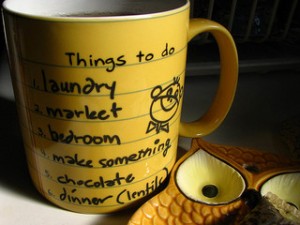 Mug with a things to do list on it